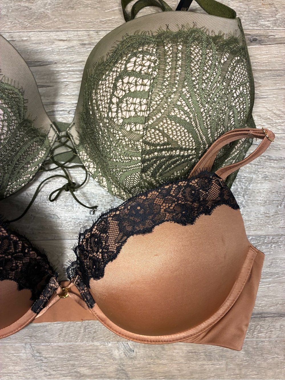 Victoria Secret 2 Satin Lace Underwired Push Up Bras - Picture 5 of 13